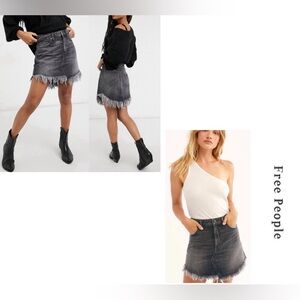 Free People Bailey High Rise Frayed Denim Mini Skirt Women’s size 24